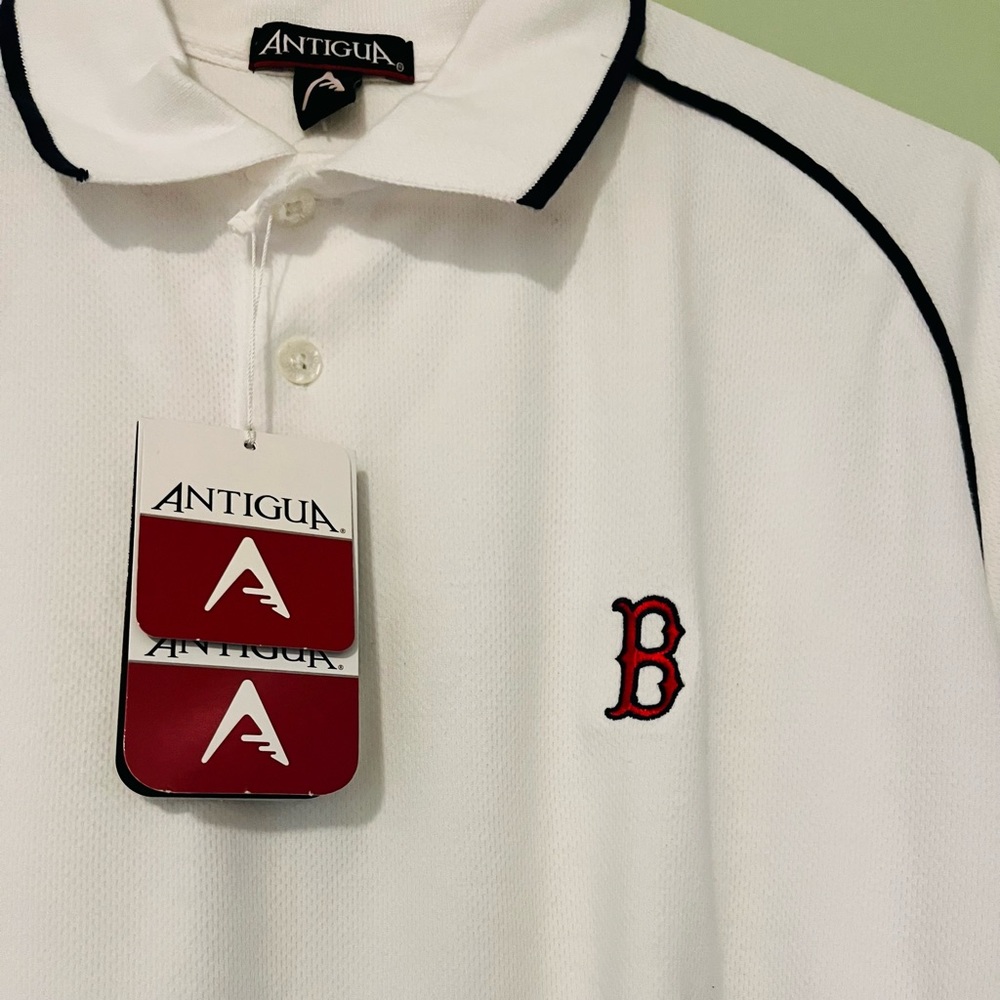 Boston Red Sox White Polo Shirt Antigua MLB Genuine Merchandise Size Large Dry